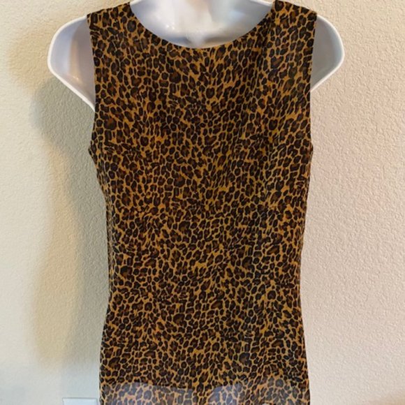 New * Clothing Co by Notations * CHIFFON faux WRAP lined ANIMAL TANK * Flowy * M - Picture 8 of 9